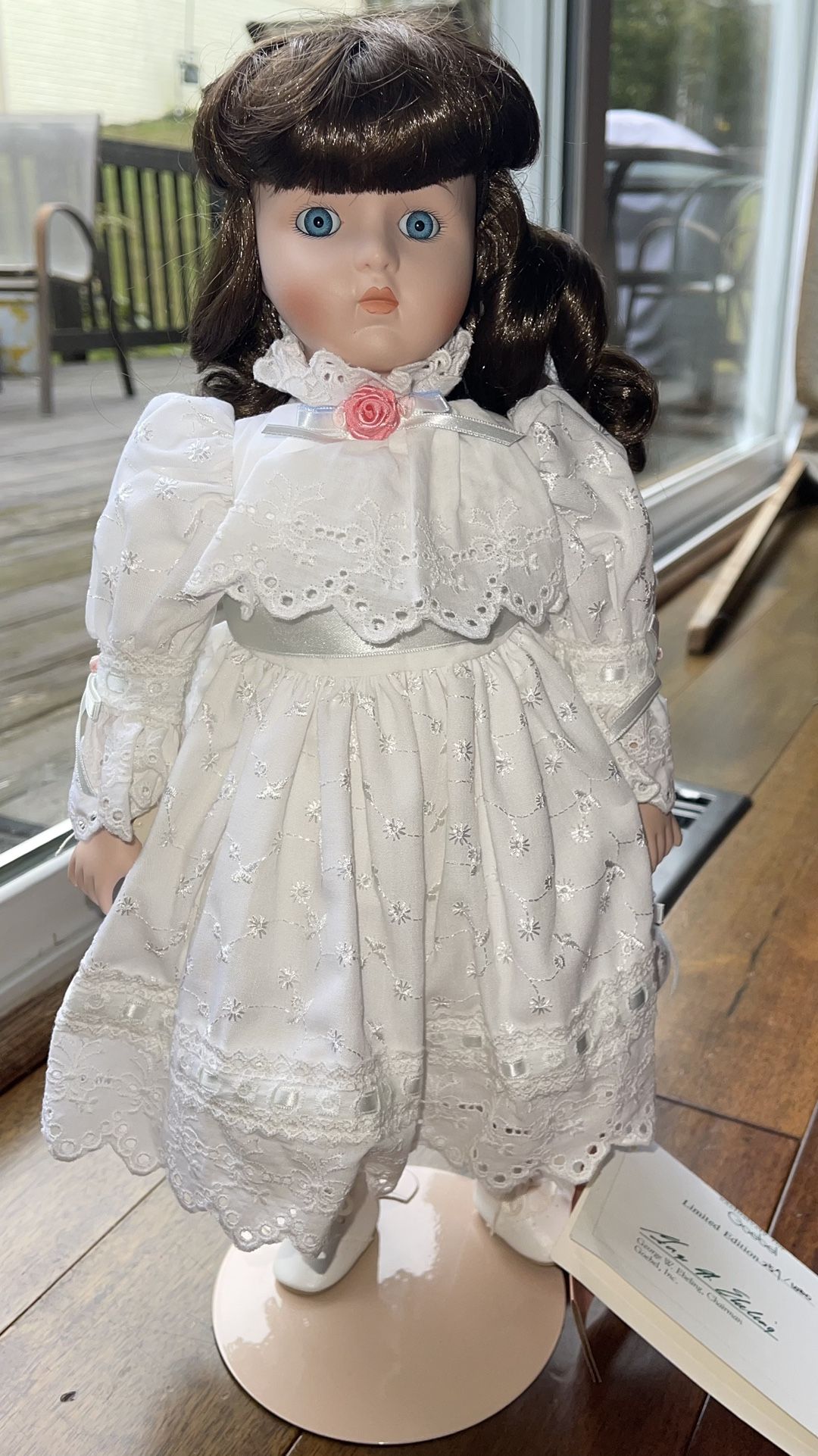 Carol Anne Doll By Bette Ball Goebel Vintage limited Addition With Certification Embroidery  White Dress Porcelain Doll. Size 17". 