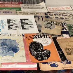 75 Vintage Sheet music books/pages from 1930s,40s,50s,60s,70s,&80s and 1 Beatles  Some rips and tears pages may be missing