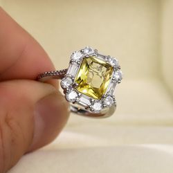Radiant Yellow Zircon Sumptuous Silver Luxury Rings Women, K924 for