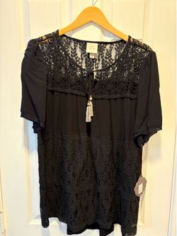 Brand New Knox Rose Black Lace Trim Top Women’s size XXL NWT - Simi Valley