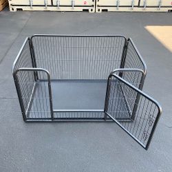 New in Box $95 Heavy Duty Pet Playpen with Plastic Tray, Dog Cage Kennel 4 Panels, 49x32x28 inches
