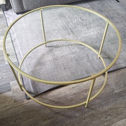 Round Glass Living Room Table Gold Ring Frame