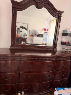 Woden vanity and clothing storage