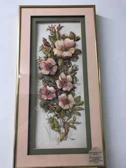 Very nice picture flowers design w farmers pink & gold