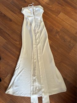 White Satin Halter Neck Gown
