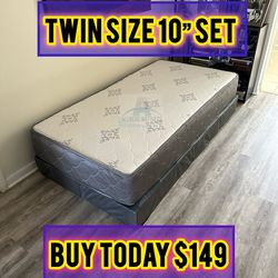 Twin Mattress Set – NEW – Medium Firm Support – Box Spring Included – Delivery Available