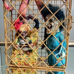 OOAK CREEPY CAGED DOLLS DECOR 