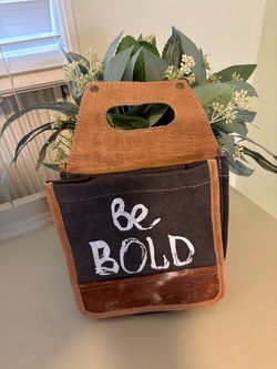 Be Bold Canvas & Leather Men’s Beer Caddy Bag in Brown and Black
