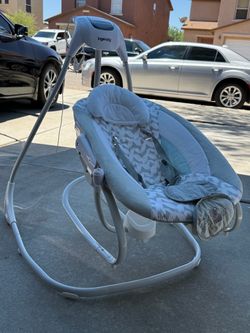 Ingenuity SimpleComfort 2-in-1 Vibrating Lightweight Baby Swing and Rocker Raylan, Gray