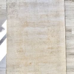 5x8 Neutral Wool Blend Area Rug – Modern Textured Beige