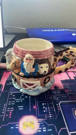 vintage 1990s Wang's International ceramic 3D Noah's Ark coffee mug