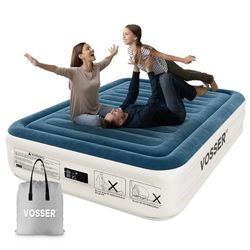 Queen Air Mattress with Built-in Pump,18''Fast & Easy Inflation/Deflation Inflatable Mattress, Foldable Blow Up Mattress with Storage Bag, Inflatable