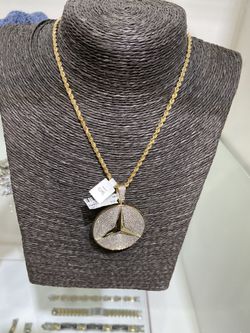 10k SOLID gold rope chain and diamond pendant combo for a good price!!