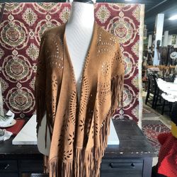 Boho Chic Leather Shawl 