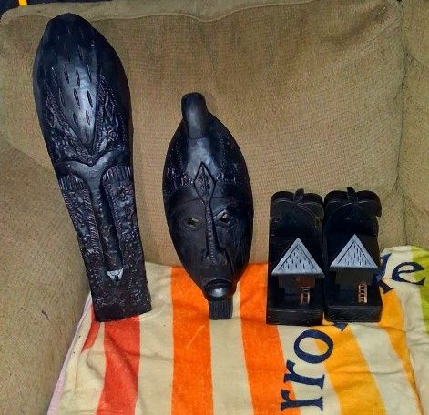 African Masks & Book Ends