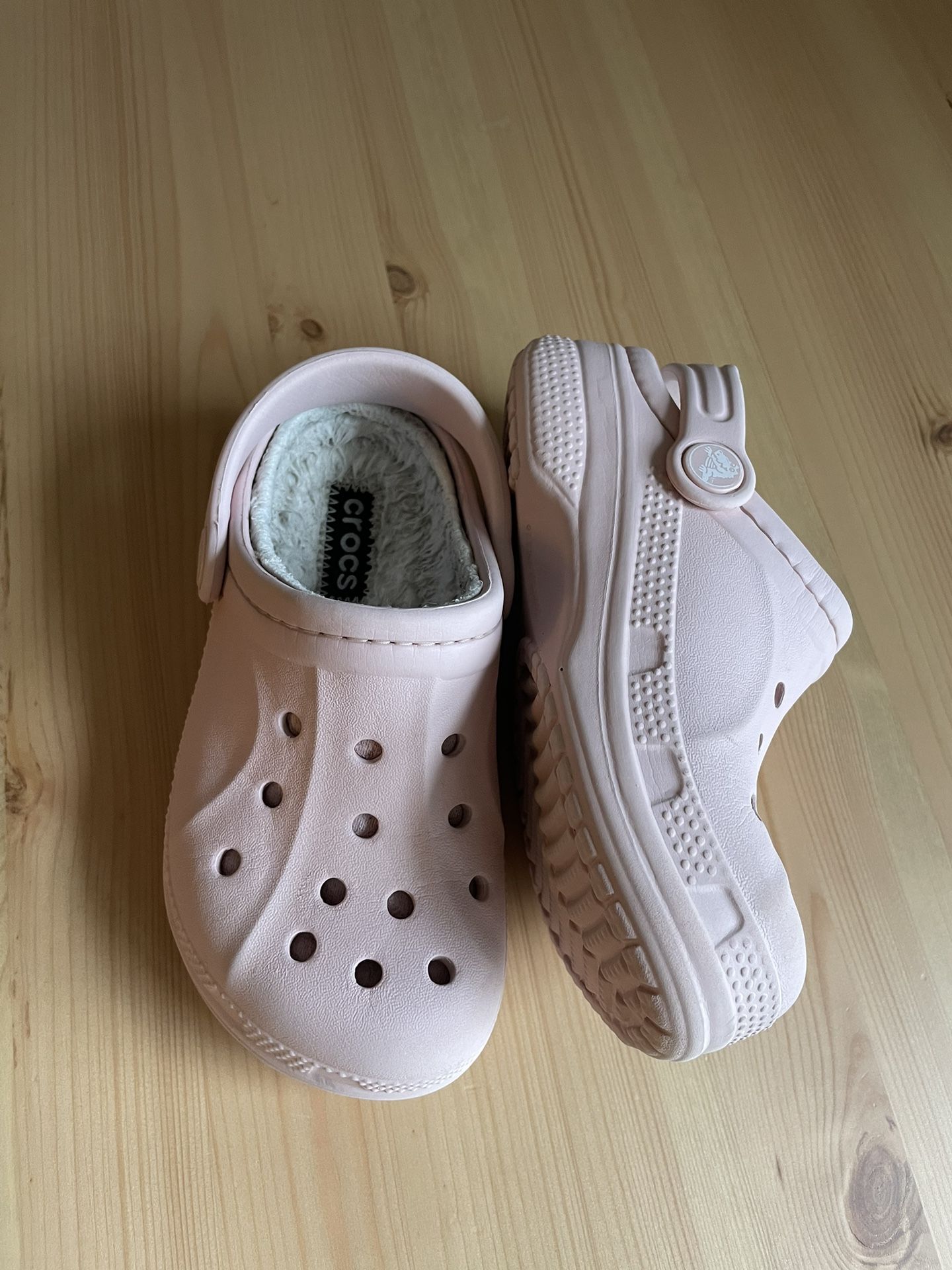 Little Girls Size 10 - 11 Ballerina Rose Pink Lined Crocs Shoes