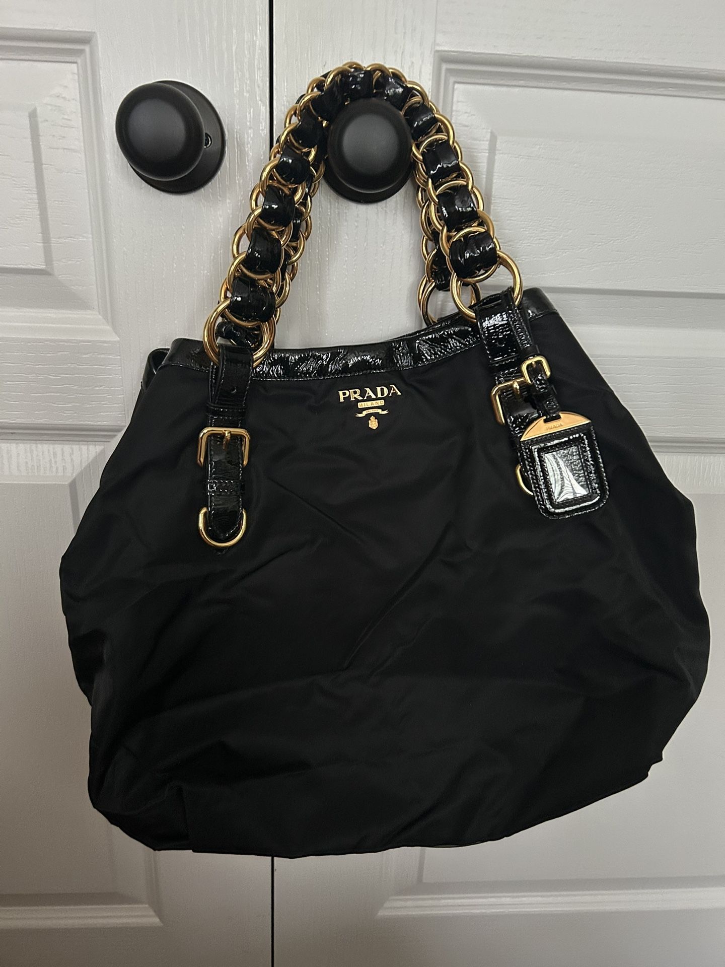 Nylon And Patent Leather Prada Bag