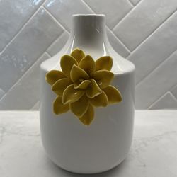 White Vase with Yellow Flower