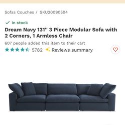Navy Restoration Hardware Cloud Dupe - Bob’s Dream Sofa