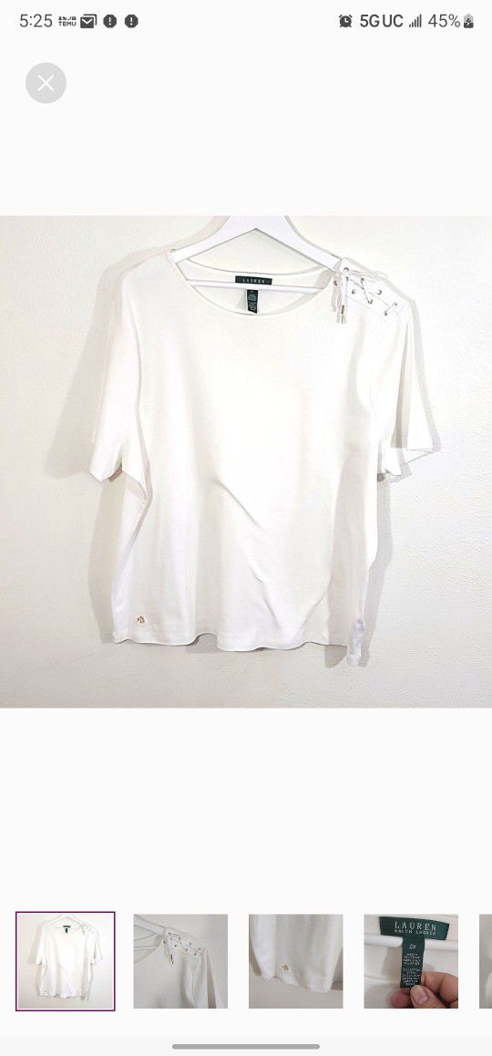 Ralph Lauren Plus Size Casual Shirt With Corset Sleeve