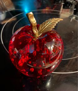 Vintage Dynasty Gallery Ruby Red Glass Apple Paperweight