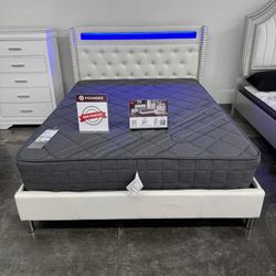 NEW QUEEN BED FRAME WITH MATTRESS 