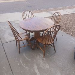 42"Solid Wood Table And 4 Matching Chairs. 