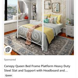 Metal Canopy Bed Frame Queen