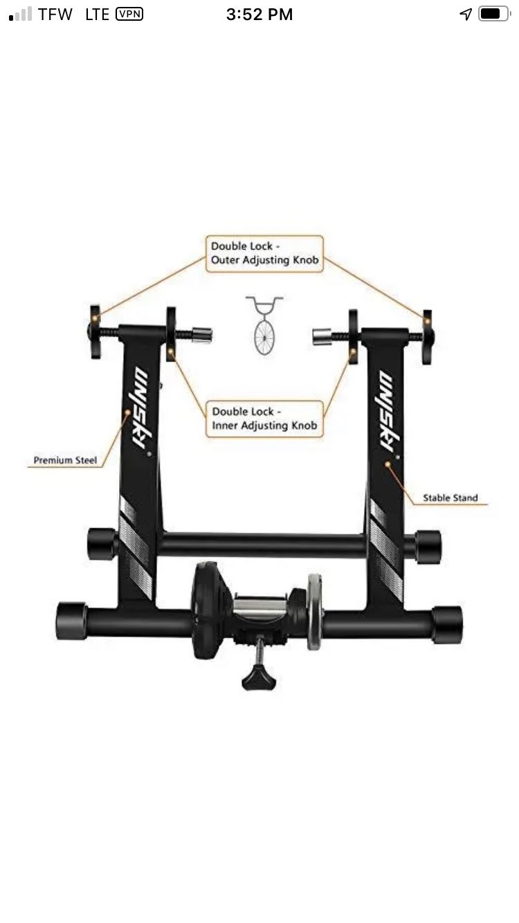 Unisky Bike trainer stand indoor riding steel bicycle exercise stand with noise reduction wheel magnetic stationary stand fits for 26–28 inch,  700C W