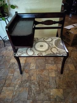 Vintage Telephone Gossip Bench with Side Table
