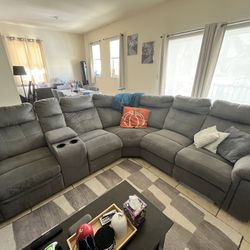 3 Piece Sectional Couch With 2 Recliner Seats