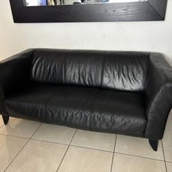 Black Two Seater Leather Sofa