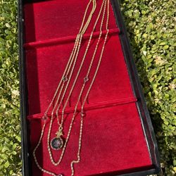 Vintage Goldette 3-Tier Intaglio Crystal Necklace  