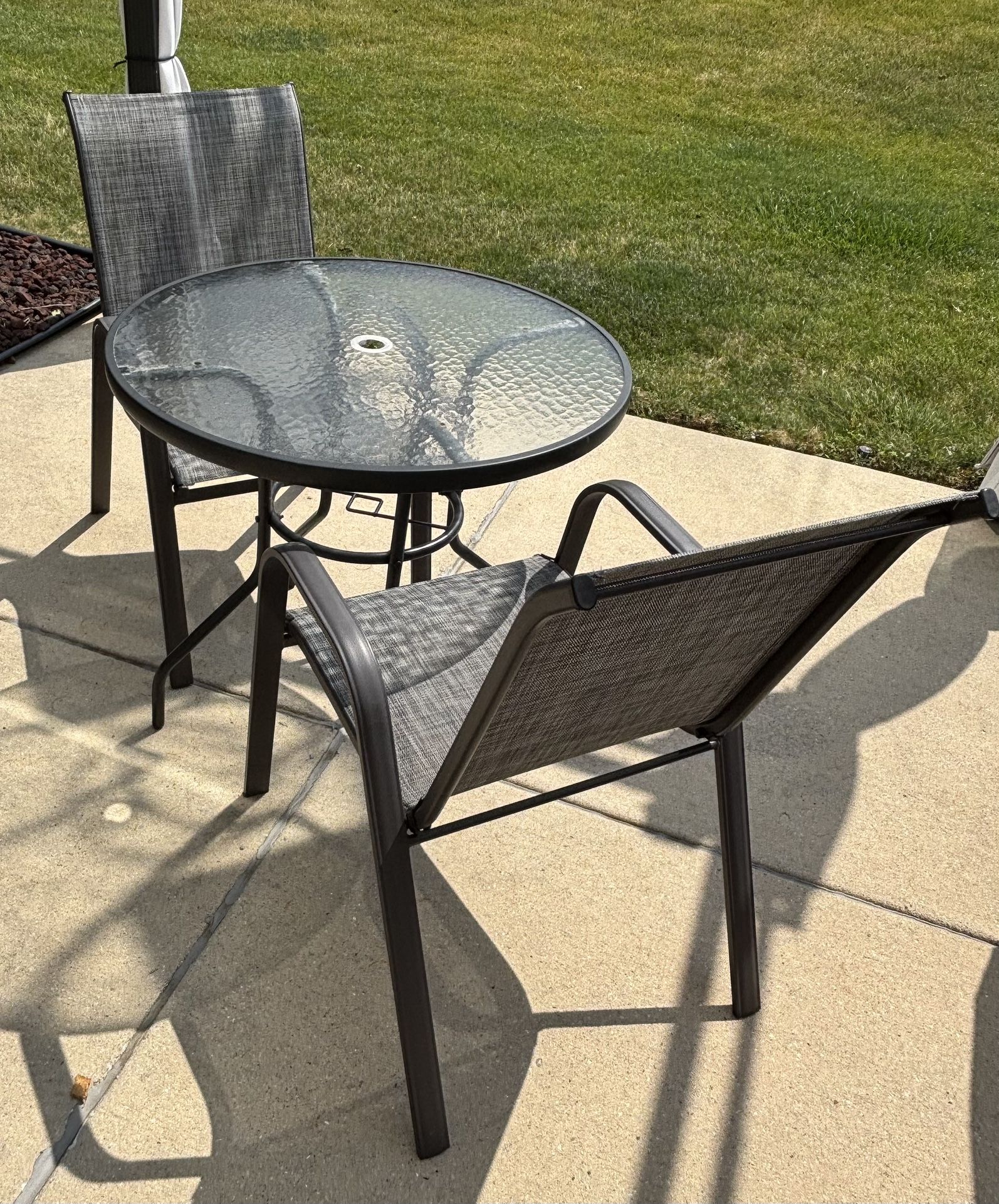 32” Patio table with two chairs