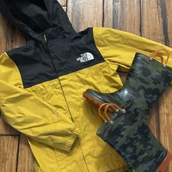 North Face Boys Rain Jacket - sz 5 and Western Chief sz 13 Light Up Rainboots