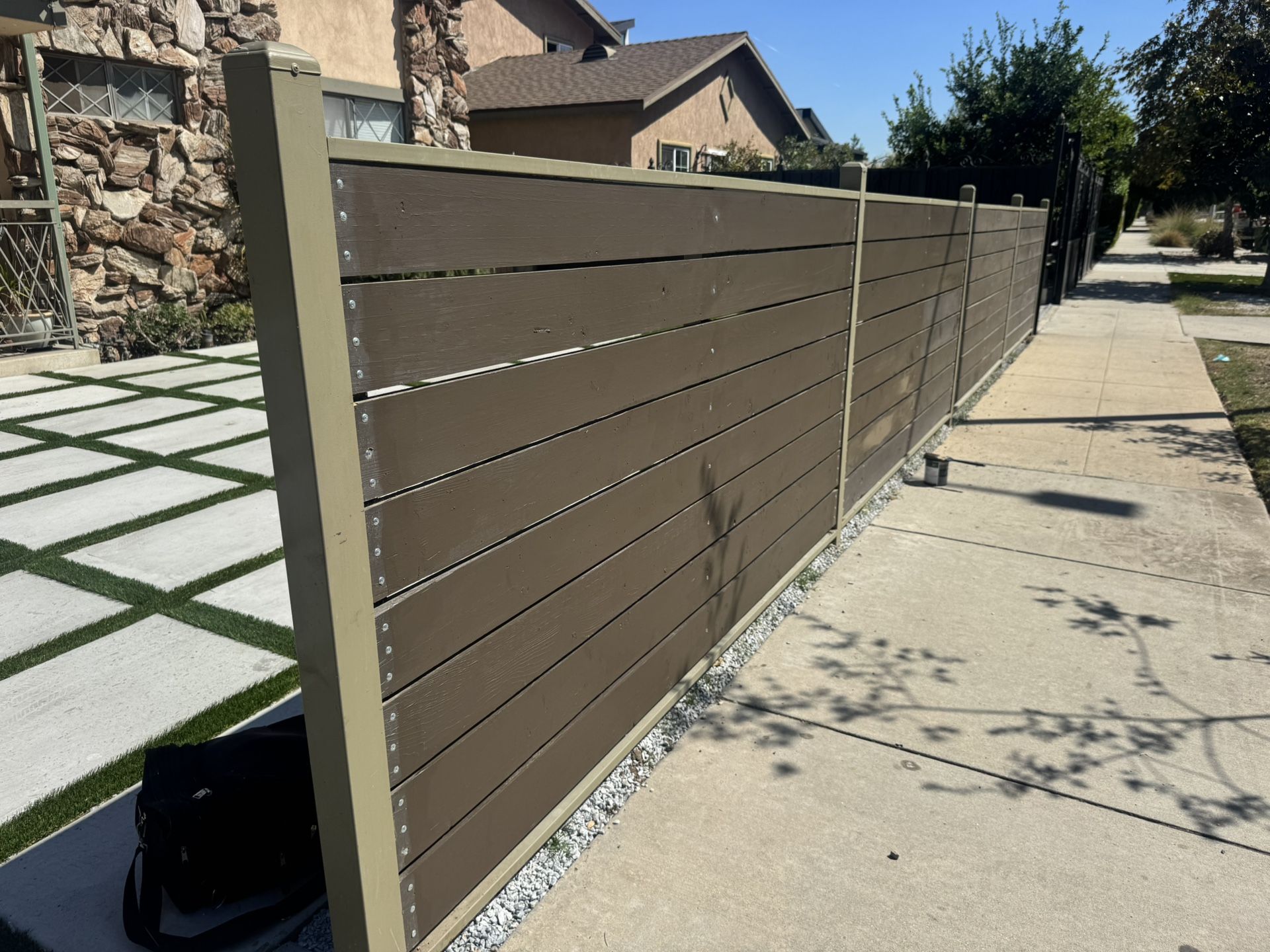 Metal Framing Wood Planks Fence