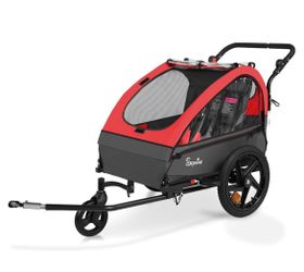 Assembled New Kids Bike Trailer, 2 in1 Canopy Carrier Converts to Stroller Suitable for 1 to 2 Kids