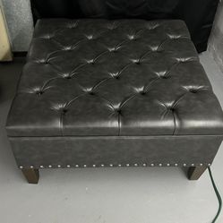 Tufted Faux Leather Ottoman / Bench – $80