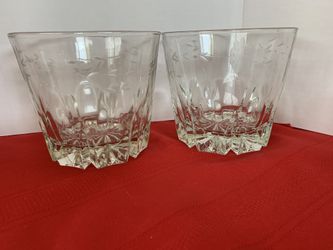Princess House Heritage Vintage Ice Buckets Floral Etched Glass Crystal Bowls - Lot of 2