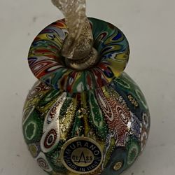 Nice Murano Art Glass Millefiori Perfume Bottle, c.1960 Gold Flecks W/stopper