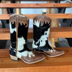 NeW MyRA BaG cowhide knee Tall tooled Leather Cowboy Boot floral summer spring