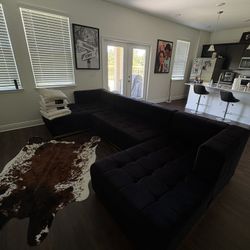 Black Suede Sectional 