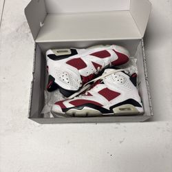 Nike Air Jordan 6 Retro White Red Black Sneakers “Carmine” Size 9.5