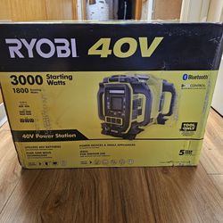 RYOBI 40V GENERATOR-3000-WATTS PORTABLE BATTERY POWER STATION INVERTER GENERATOR AND 4-PORT CHARGER BRAND NEW TOOL ONLY 