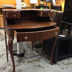 Antique 3 Drawer Brown Desk For Sale 