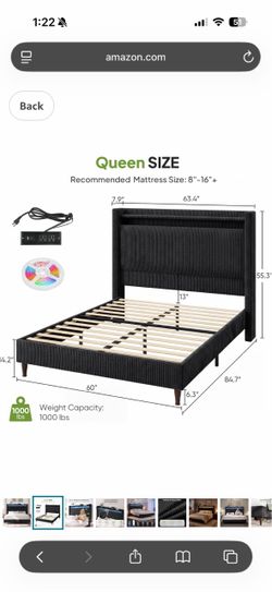 Queen Size Upholstered Platform Bed Frame