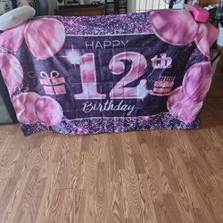 68"×46" 12th Birthday Banner 