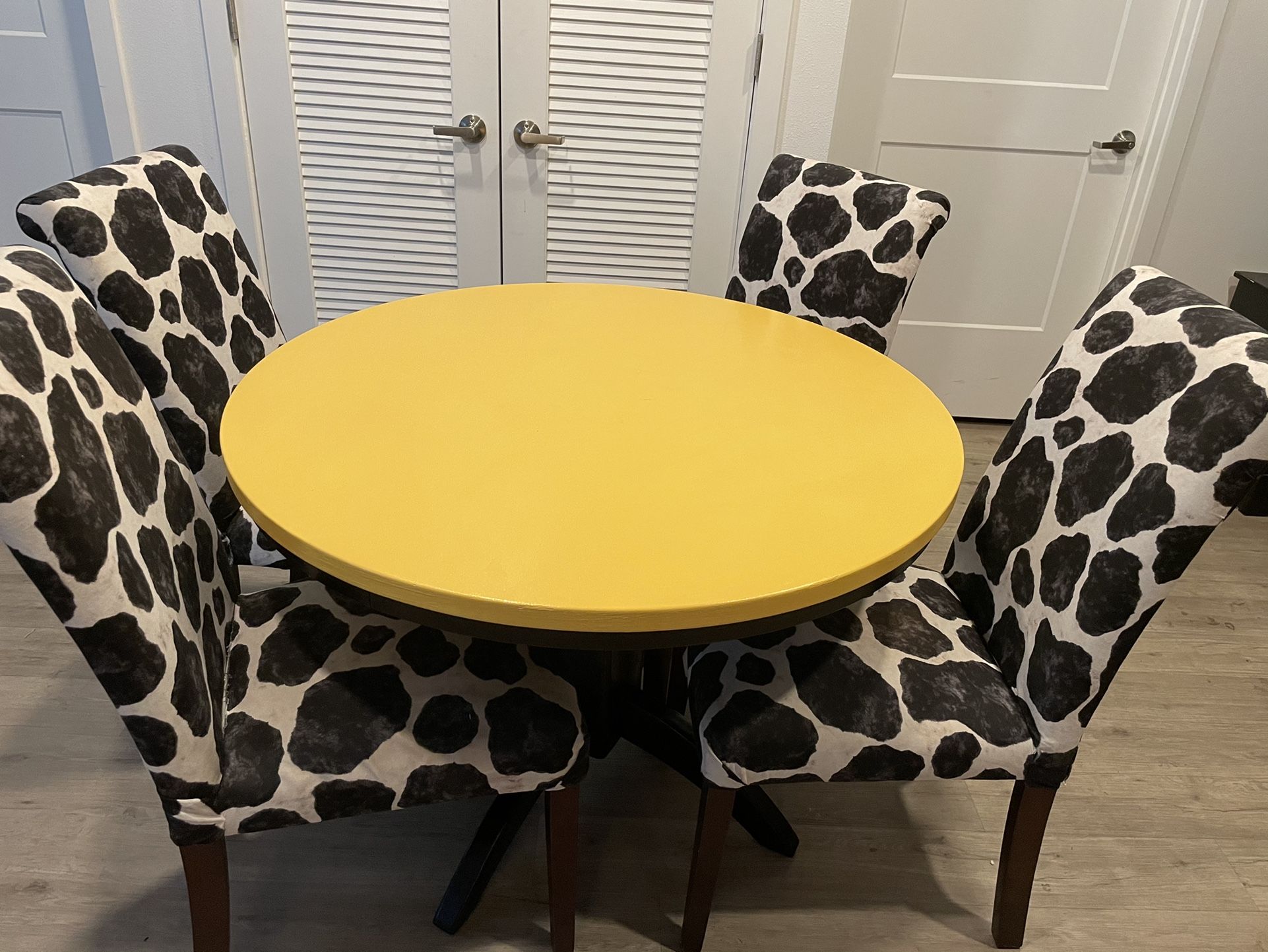 Cow Print Dining Room Chairs & Round Table