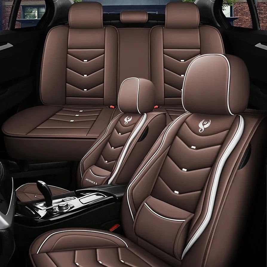 Lexus ES 300h 2019-2024 Seat Covers Leather Waterproof Breathable Car Seat Covers, Interior Accessories Seat Cover Cushion Airbag Compatible Brown