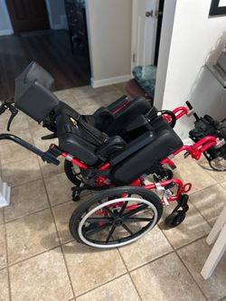 Wheelchair- Kanga TS Pediatric Tilt In Space 13”x16” Seat Width Wheelchair w/ Headrest + Chest Harness + Abductor + Chest Harness +